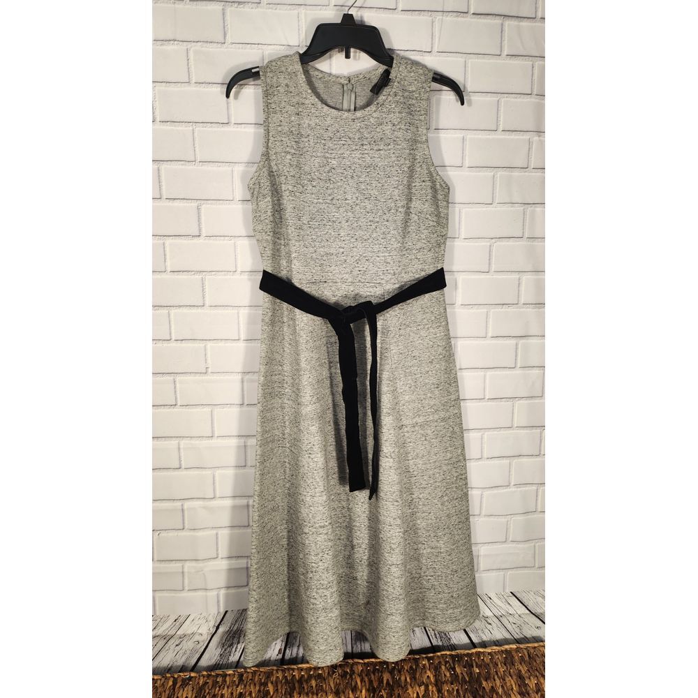 NWT JCREW Dress Heather Gray w‎ Black Velvet Belt A line Fit & Flare Size 6 $178